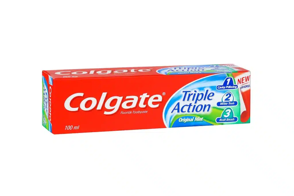 Colgate Triple Action toothpaste tube