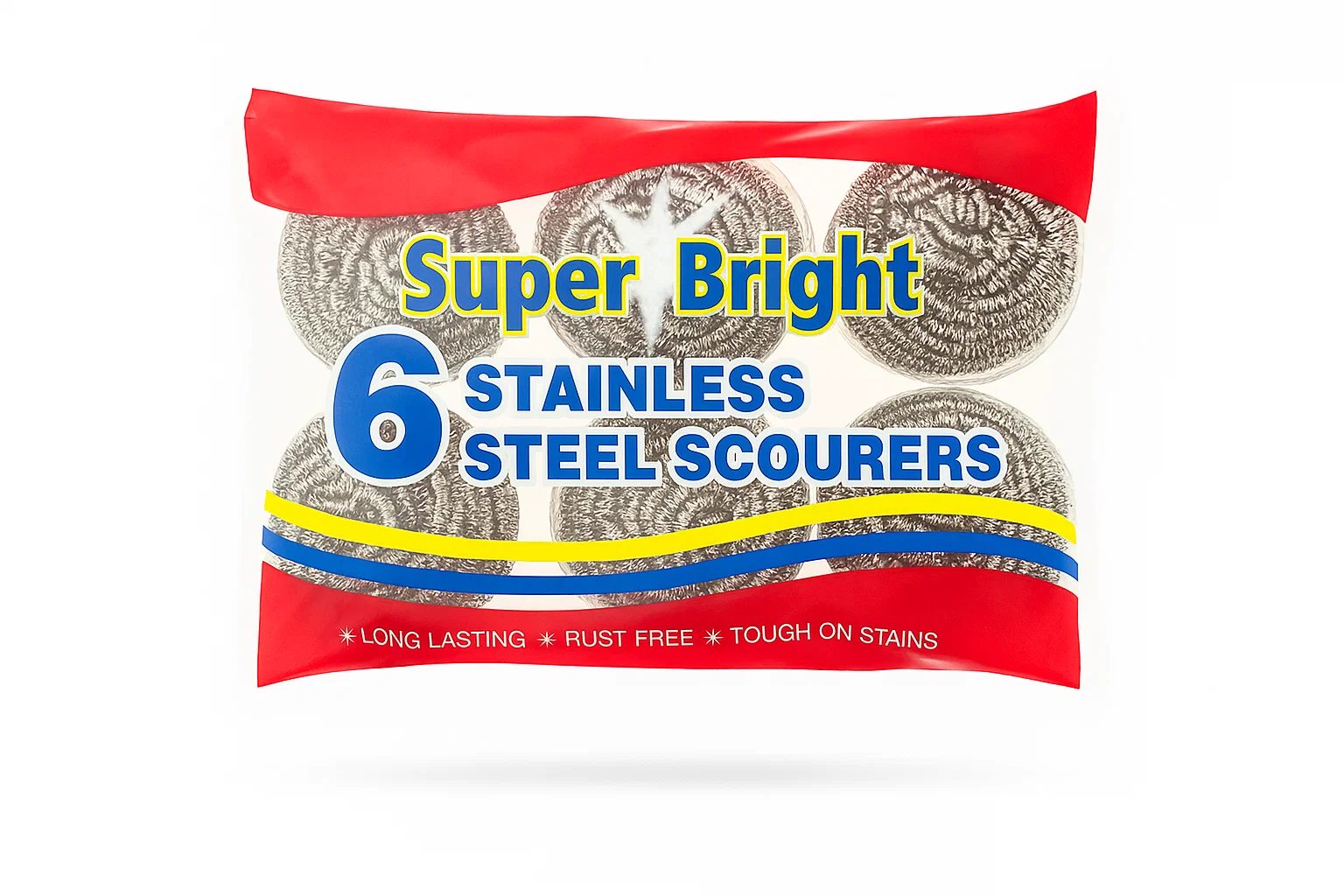 Super Bright 6 Steel Scourers – Heavy Duty Cleaning Scrubbers
