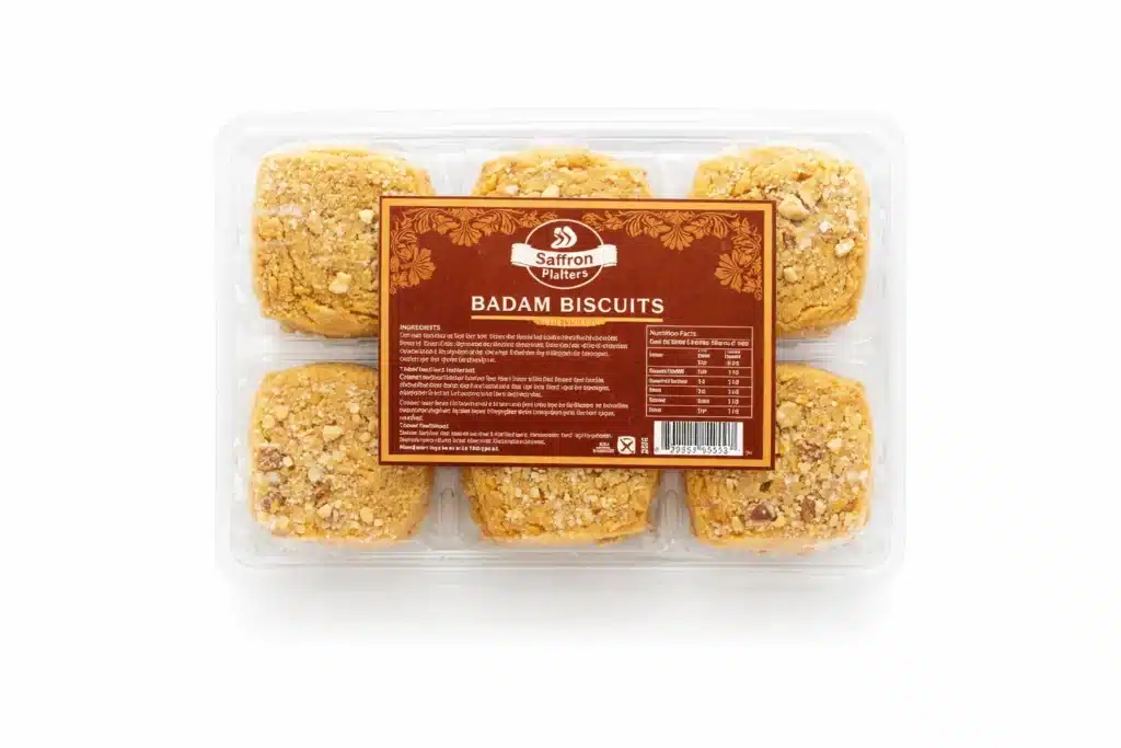Saffron Badam Biscuits – Premium Buttery Cookies with Real Saffron and Almonds from Ambas Foods