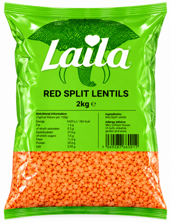 Laila Red Split Lentils 2kg – 2 Pack Offer